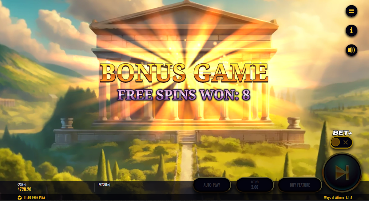 ways of athena slot free spins award by thunderkick