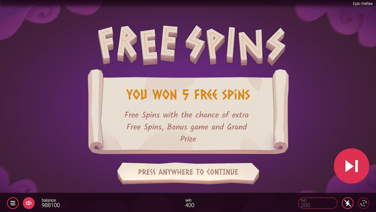 epic hellas slot free spins award by peter and sons