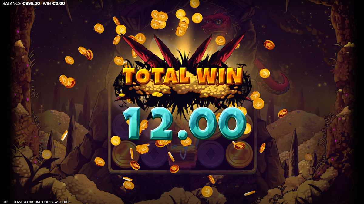 flame and fortune hold and win slot win screen by octoplay