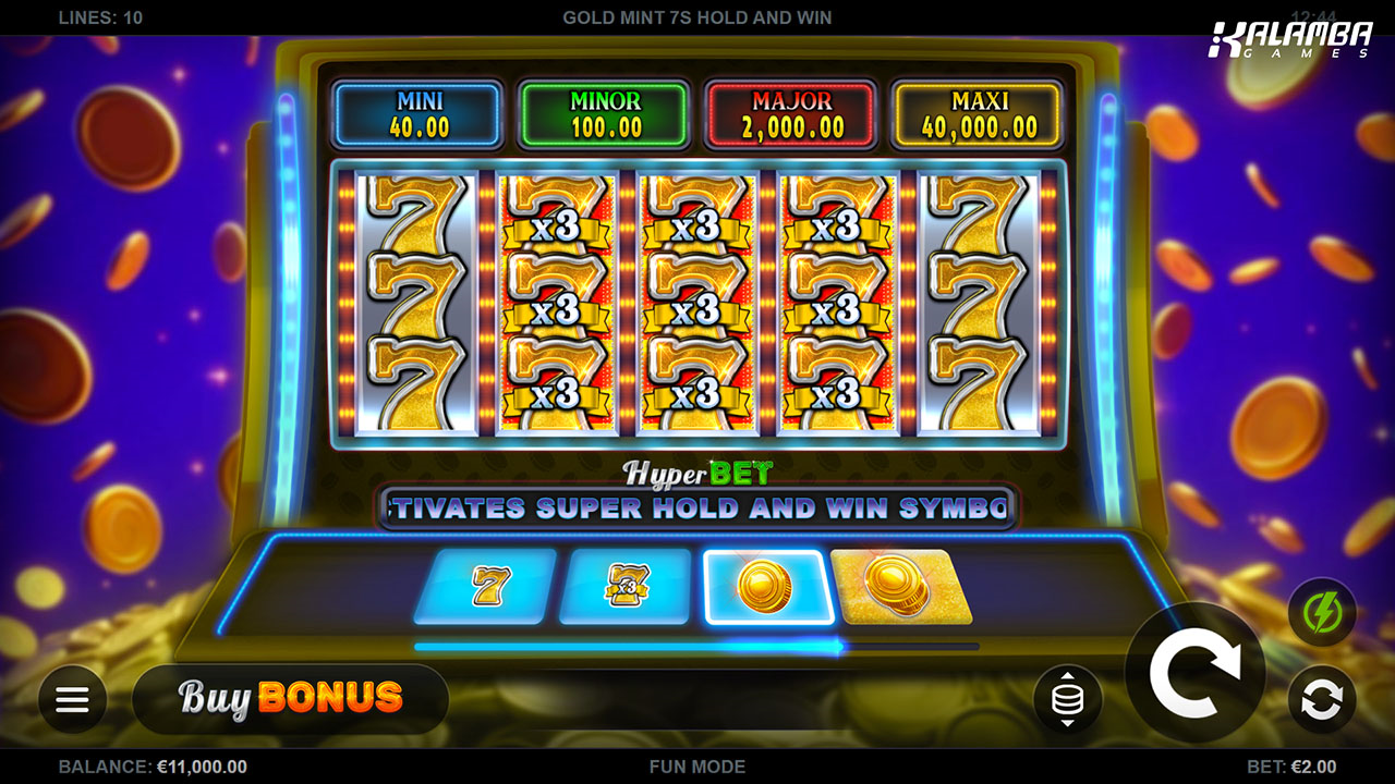 gold mint 7s hold and win slot bonus round by kalamba games