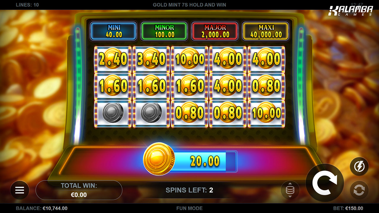 gold mint 7s hold and win slot bonus round by kalamba games