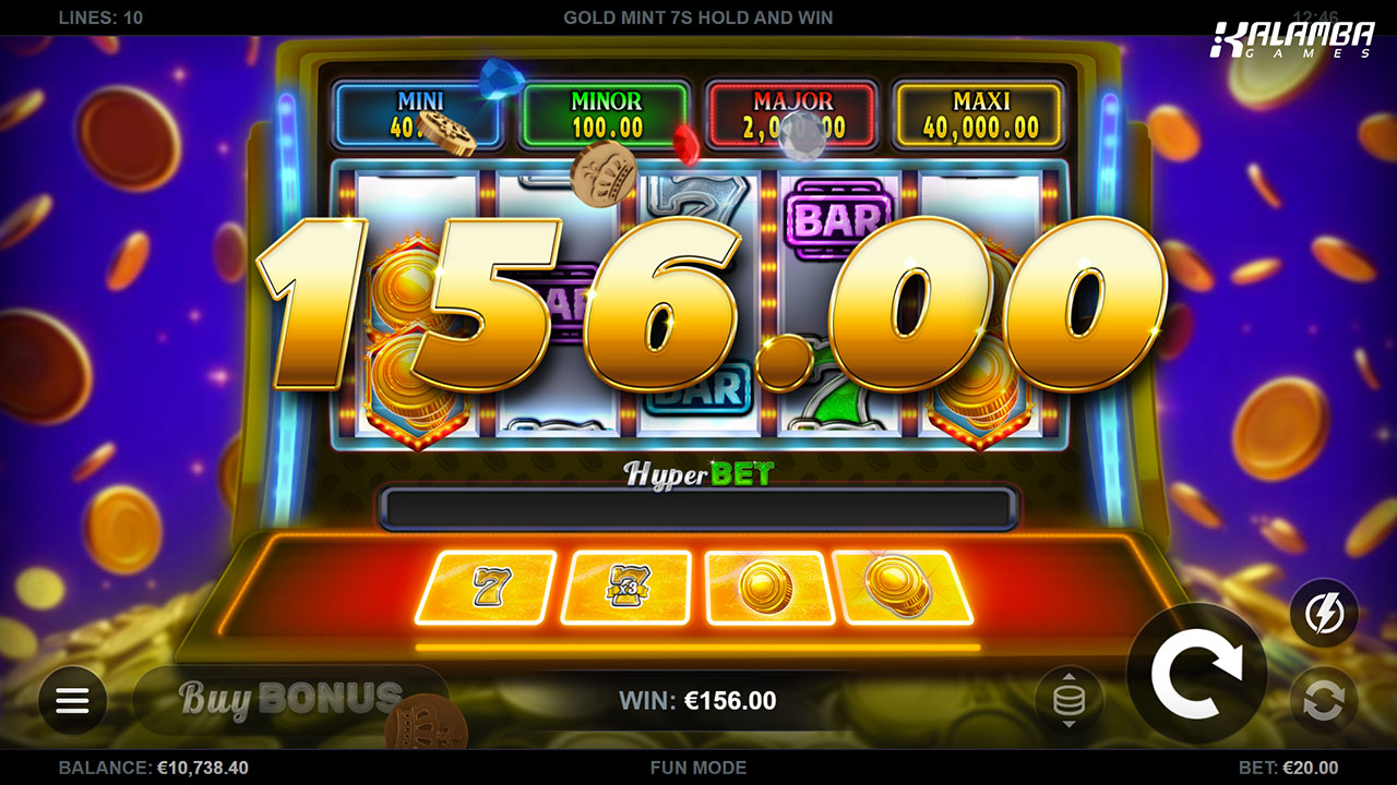 gold mint 7s hold and win slot big win by kalamba games