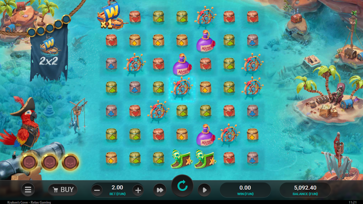 kraken's cove slot base game by relax gaming
