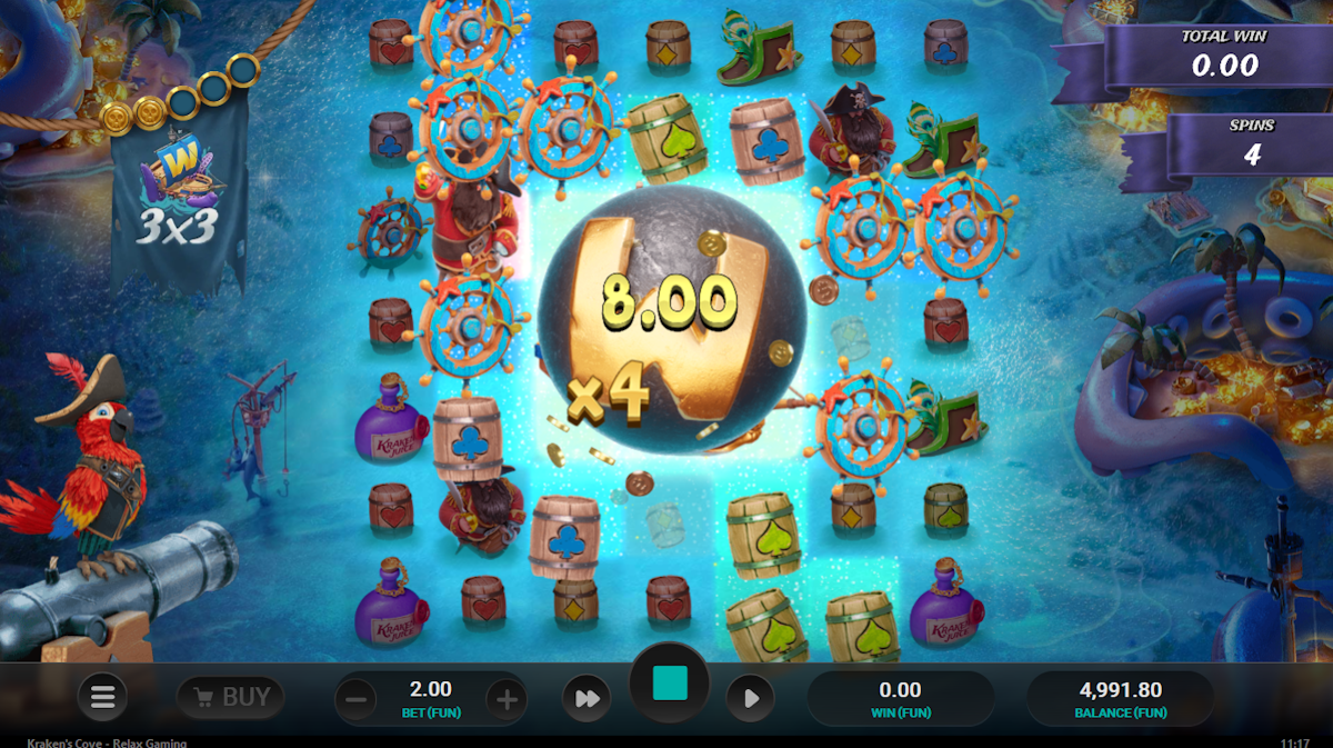 kraken's cove slot free spins wild win by relax gaming