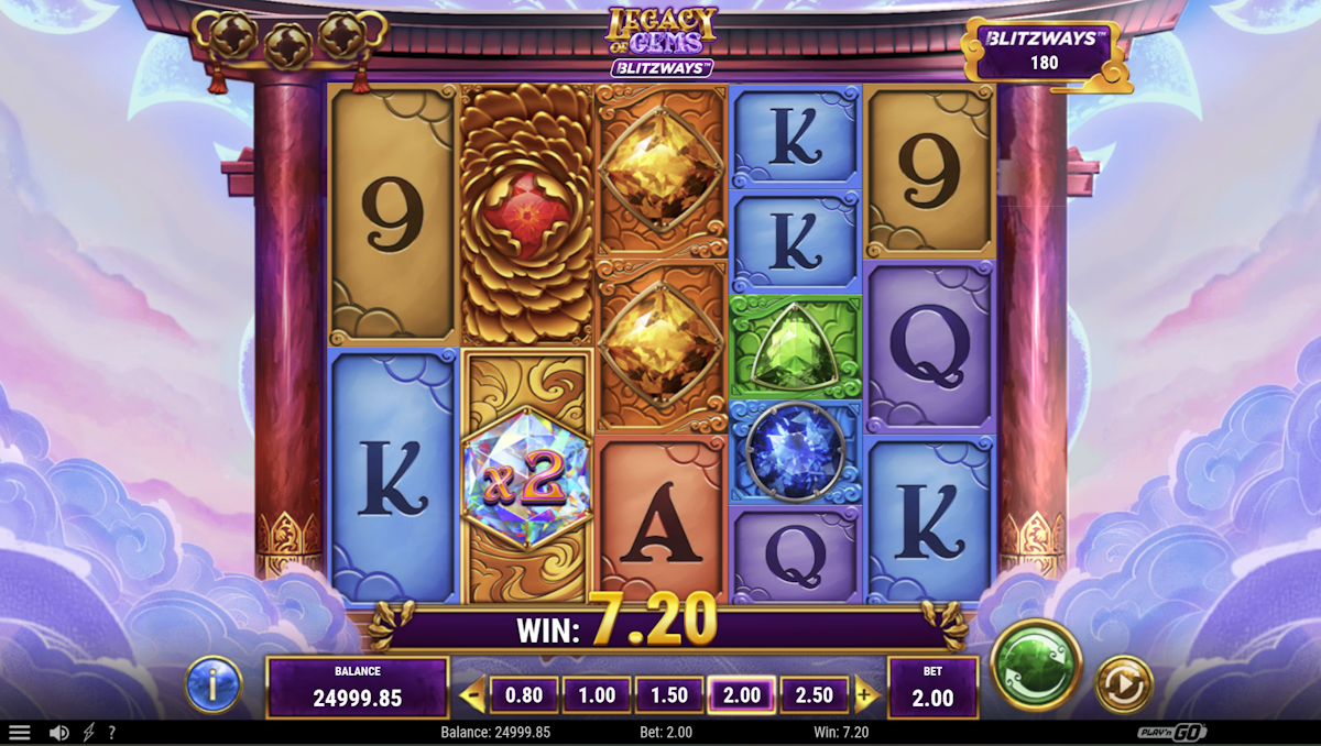 legacy of gems blitzways slot base game by play'n go