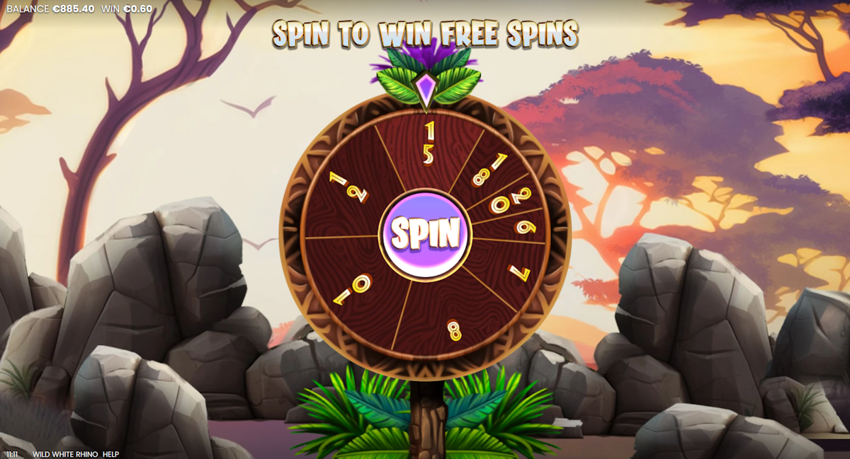 wild white rhino slot free spins wheel by octoplay