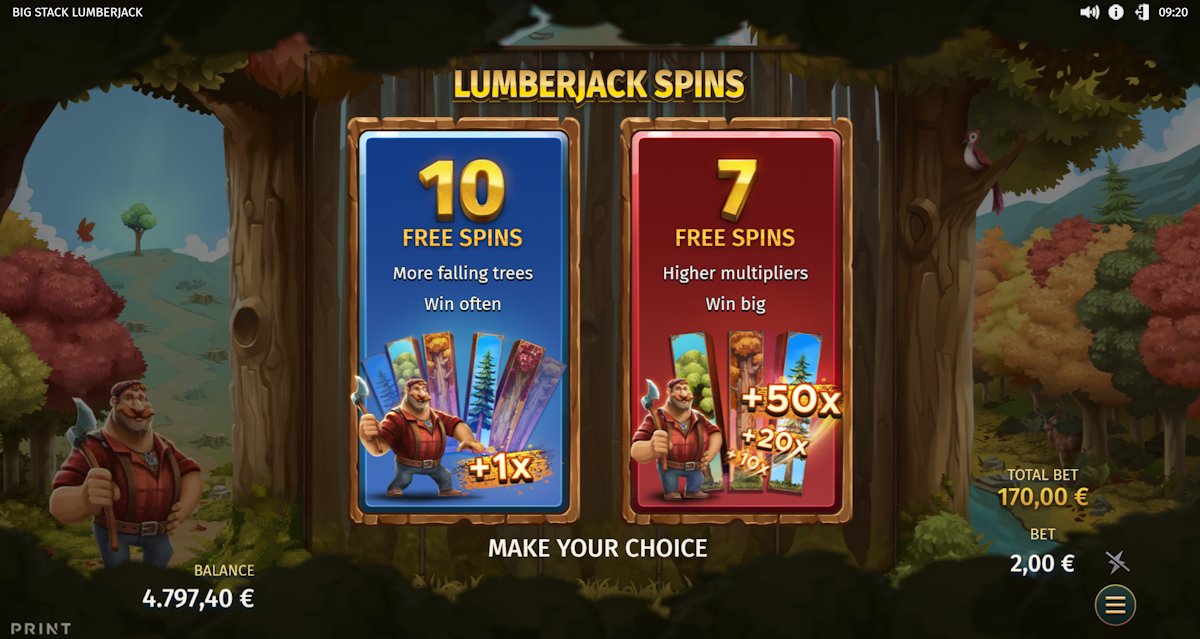 big stack lumberjack slot free spins award by print studios