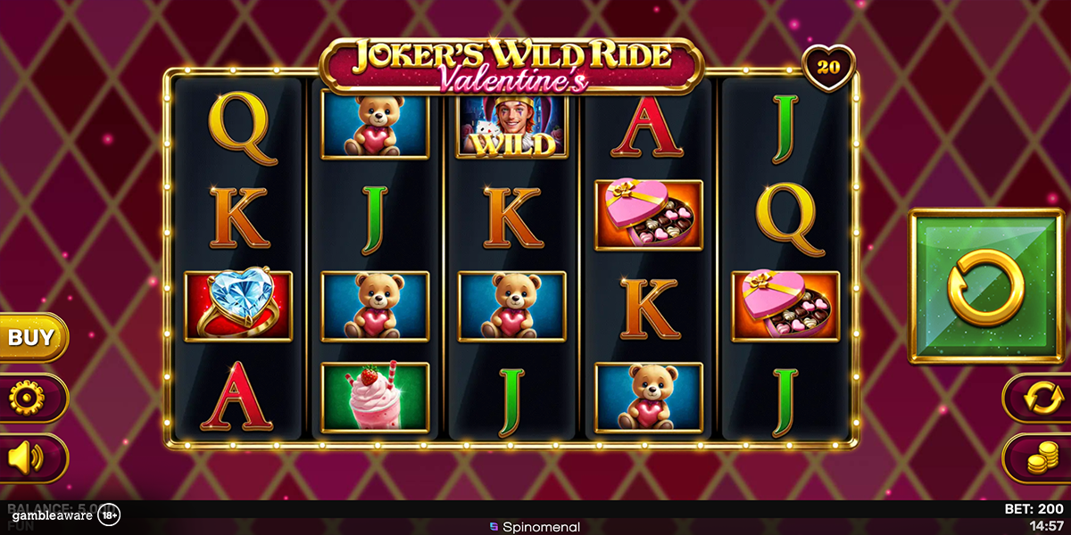jokers wild ride valentines slot base game by spinomenal