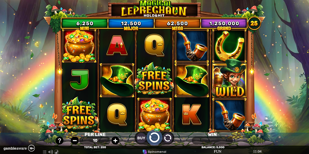 magical leprechaun hold and hit slot base game by spinomenal