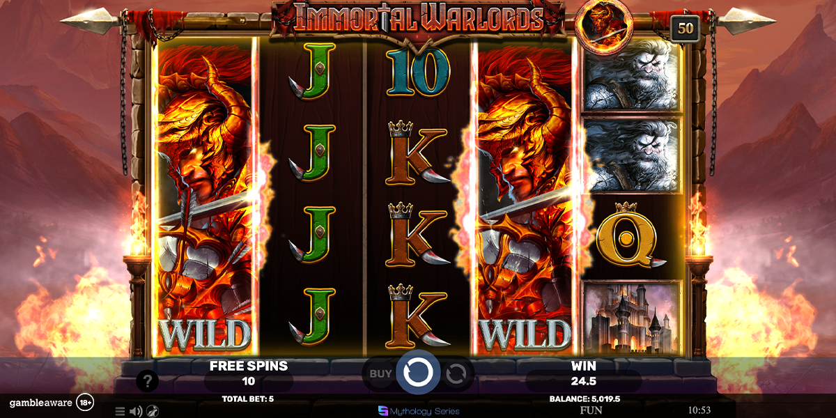 Free Spins in Immortal Warlords by Spinomel
