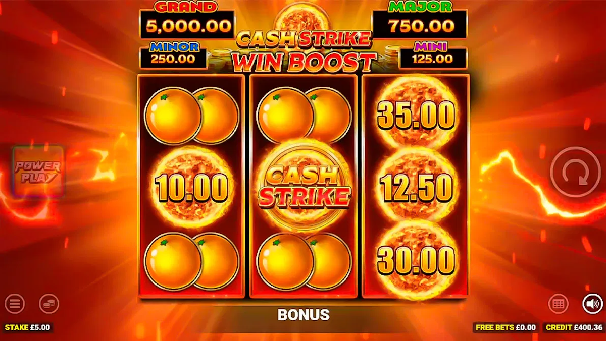 cash strike win boost slot base game by blueprint gaming