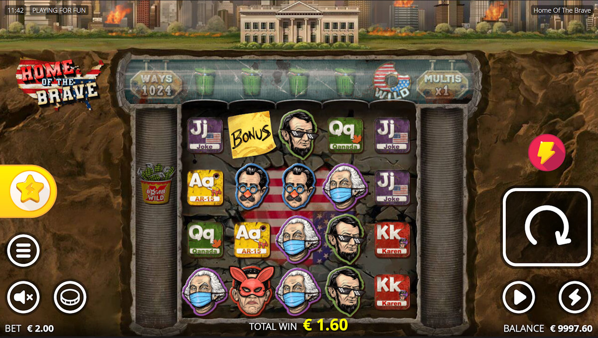 home of the brave slot base game by nolimit city