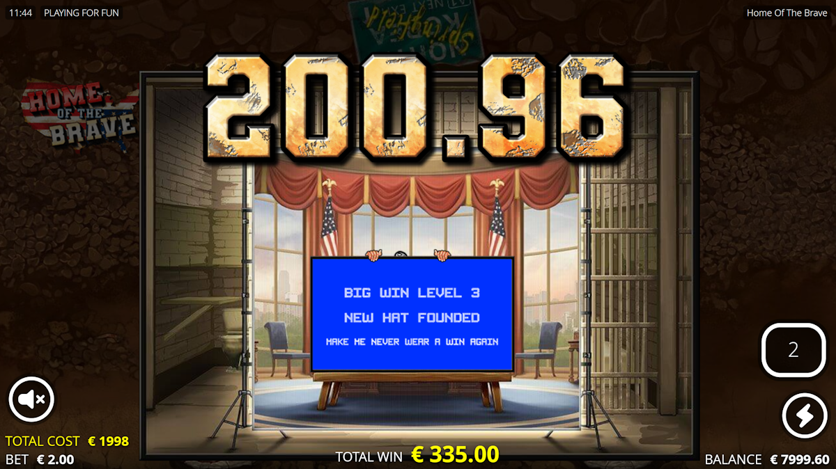 home of the brave slot big win screen by nolimit city