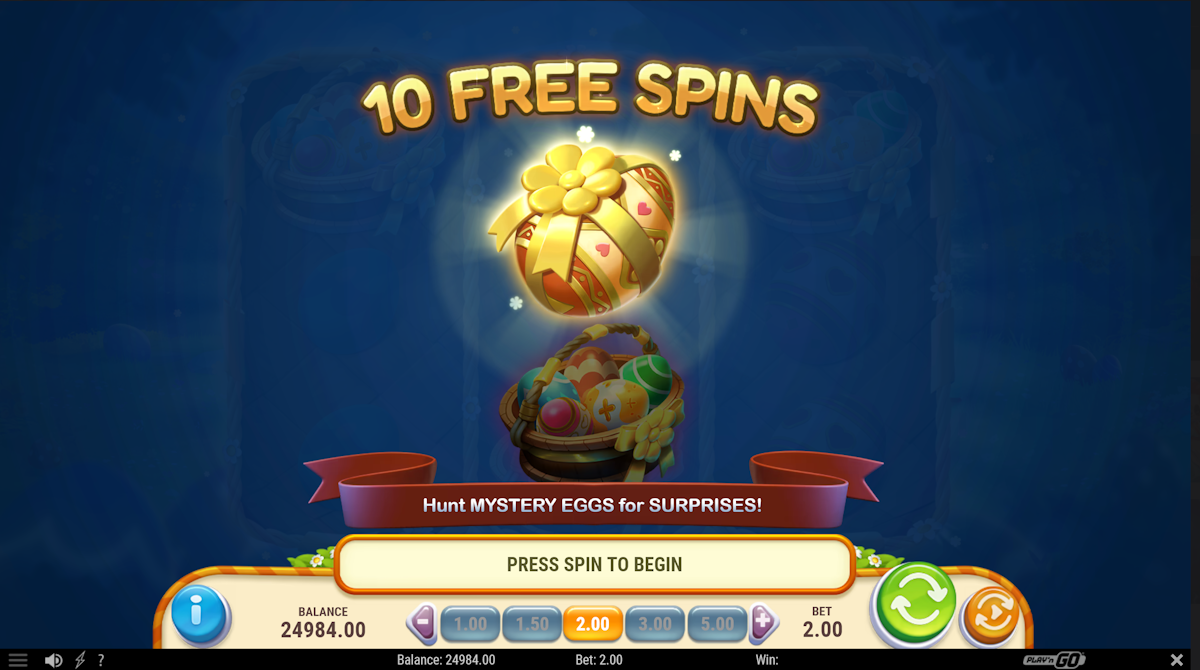 mystery egg surprise slot free spins award by playn go