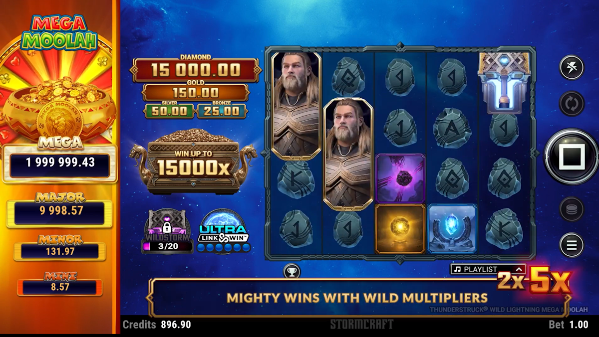 thunderstruck wild lightning mega moolah slot base game by stormcraft studios