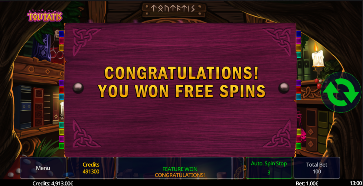 Free spins in Toutatis by Swintt