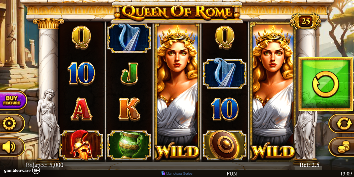 Stacked wild reels can create winning opportunities in Queen of Rome by Spinomenal