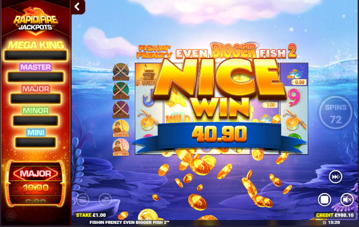 a win in Fishin’ Frenzy Even Bigger Fish 2 by Blueprint Gaming