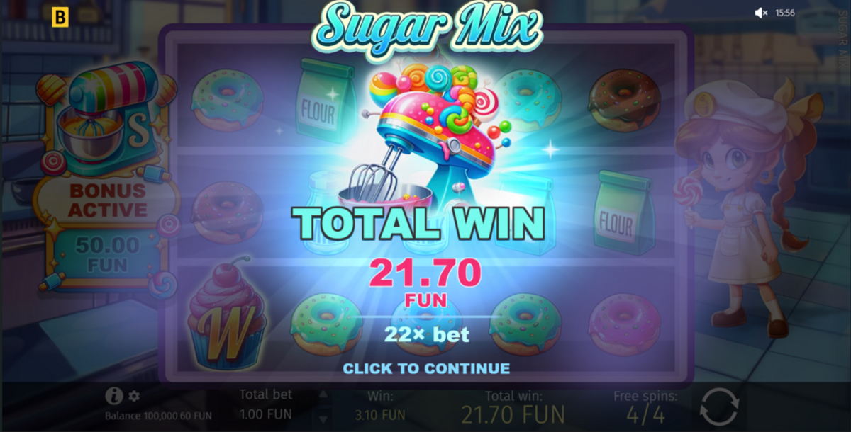 a win on in sugar mix by bgaming