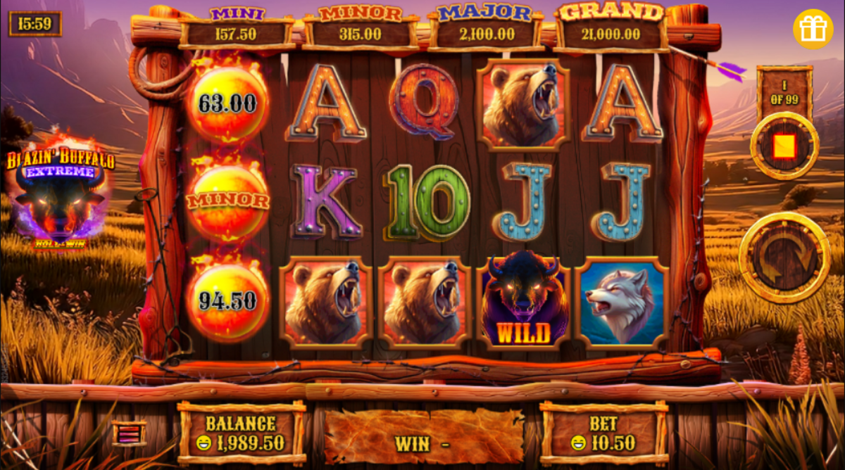 base game of Blazin’ Buffalo Extreme Hold & Win by Rival