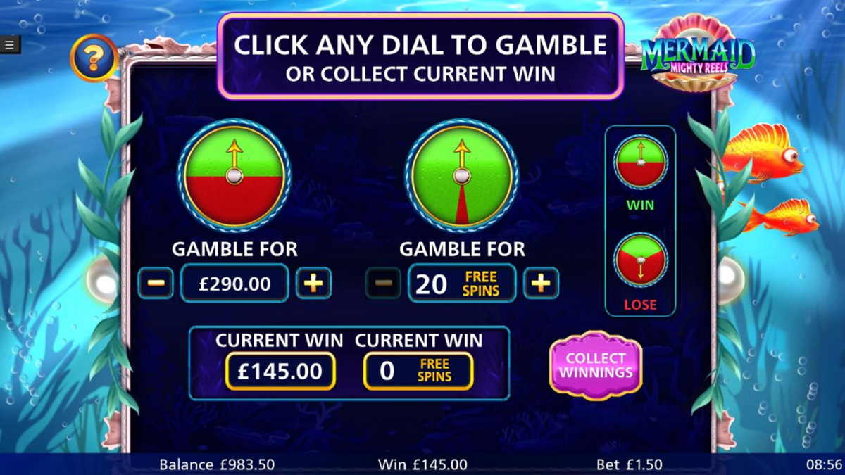 Gamble feature in Mermaid Mighty Reels from Light & Wonder