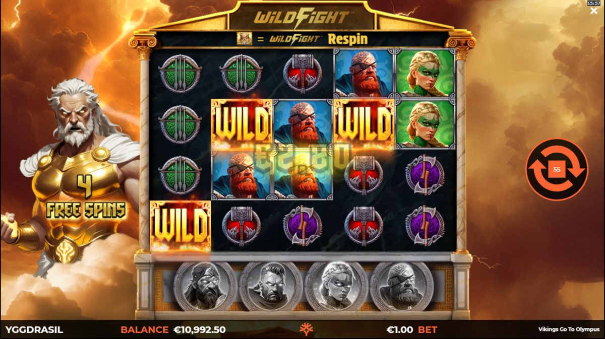 free spins in Vikings go to Olympus by Yggdrasil