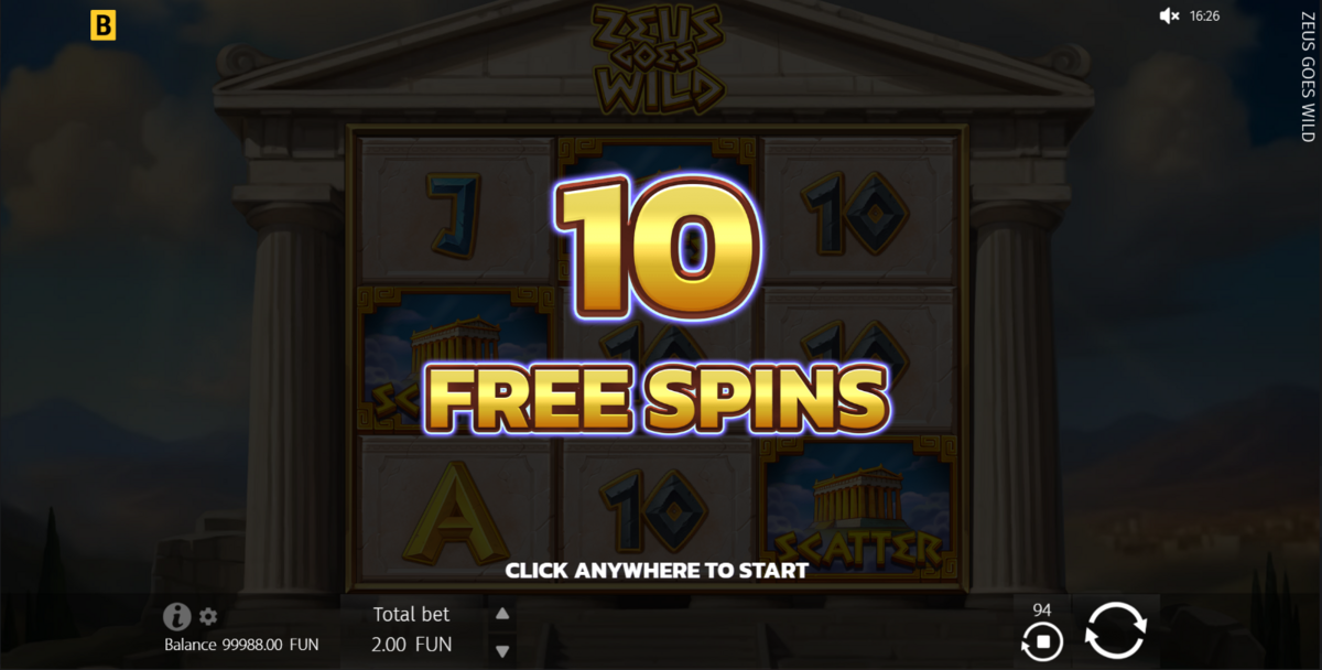 free spins in Zeus Goes Wild by BGaming