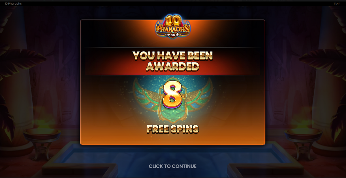 Free spins win in 10 Pharaohs by Pus