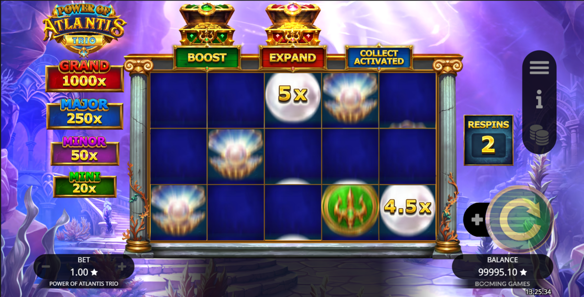 Active collect feature in Power of Atlantis Booming Games