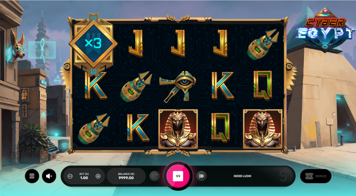 Base game of Cyber Egypt by Just Slots