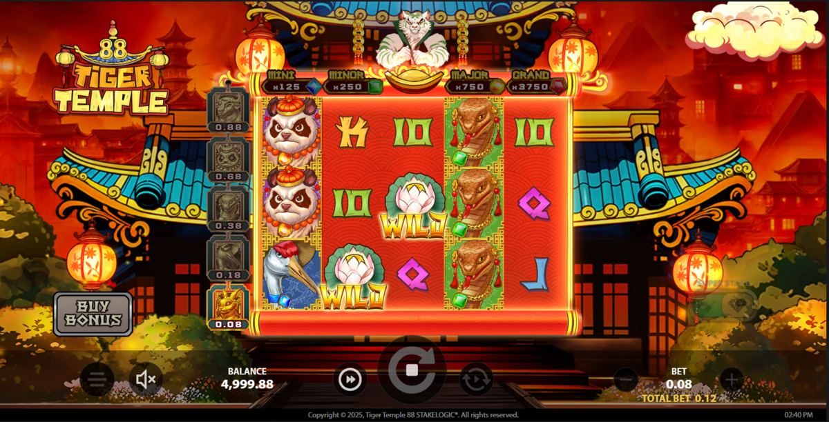 Base game of Tiger Temple 88 by Stakelogic