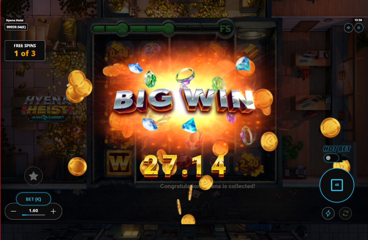 Big win in Hyena Heist by Gaming Corps
