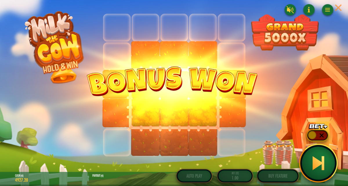 Bonus won in Milk the Cow by Thunderkick