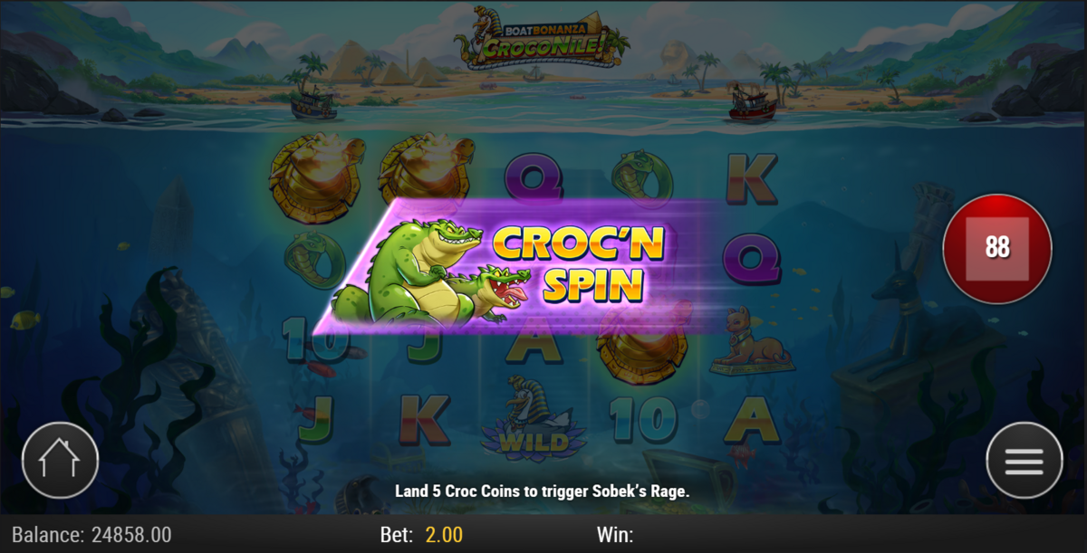 Croc'N Spin feature activated in Boat Bonanza CrocoNile! by Play'n GO