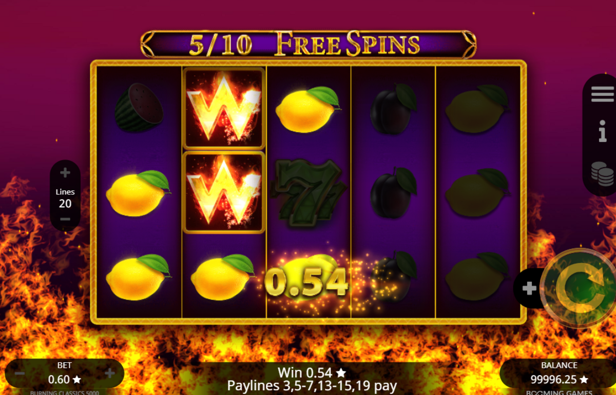 Free spins in Burning Classics 5000 by Booming Games