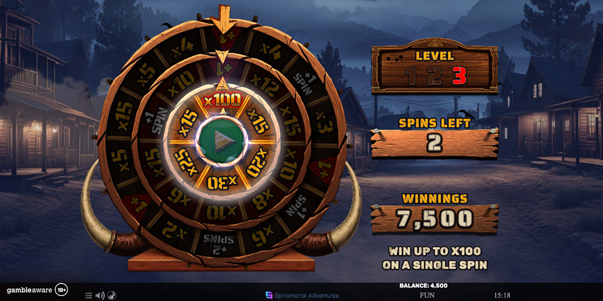 Wheel of fortune in Outlaw’s Redemption by Spinomenal