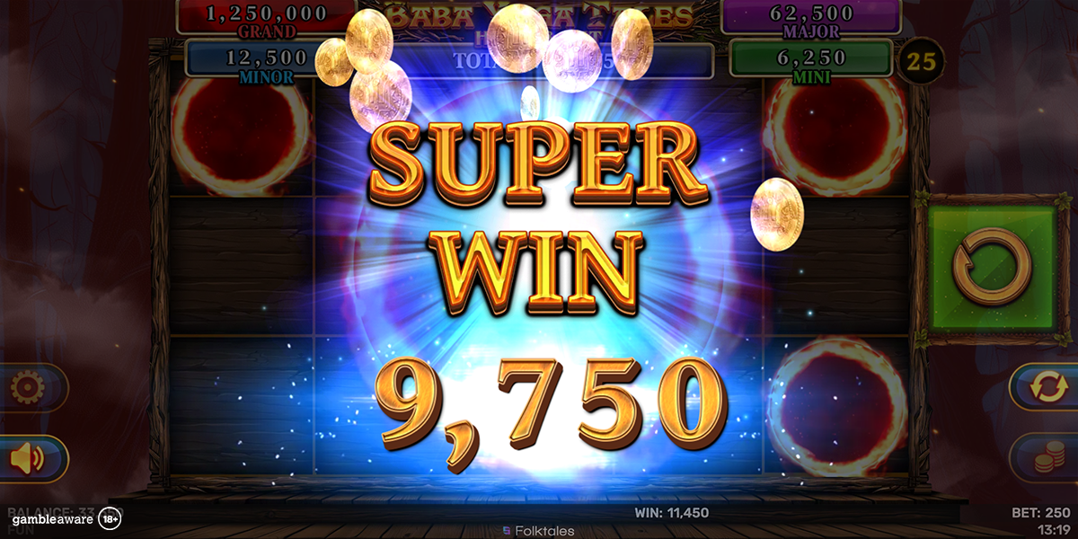 Super win in Baba Yaga Tales Hold & Hit by Spinomenal