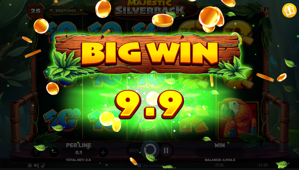 a big win in Majestic Silverback by Spinomenal