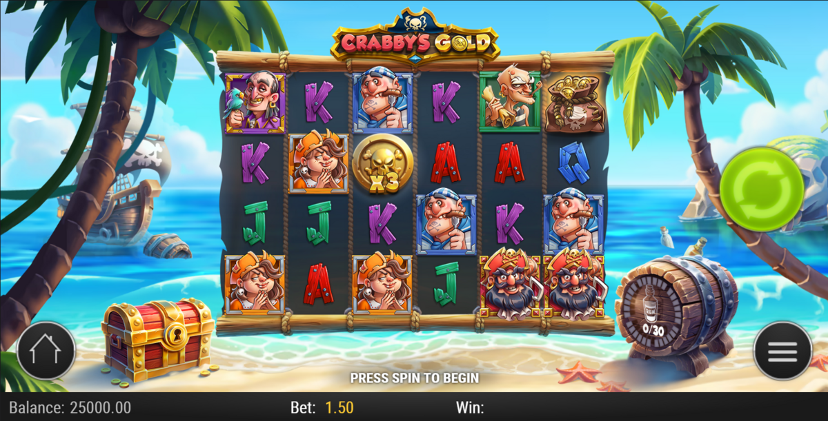 base game of Crabby's Gold by Play’n GO