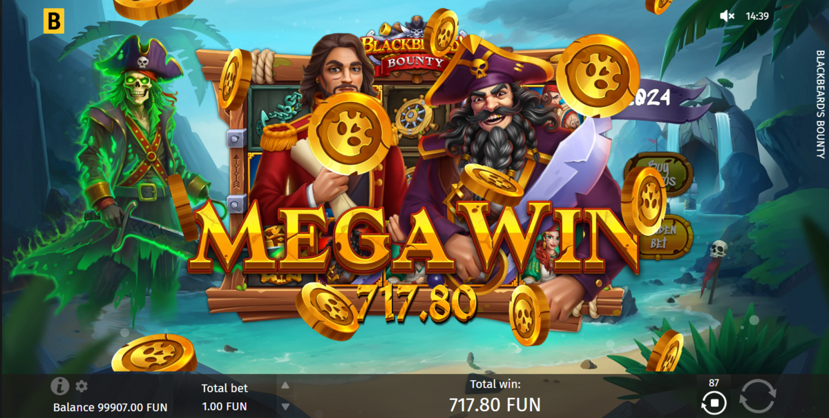 mega win in Blackbeard’s Bounty by BGaming