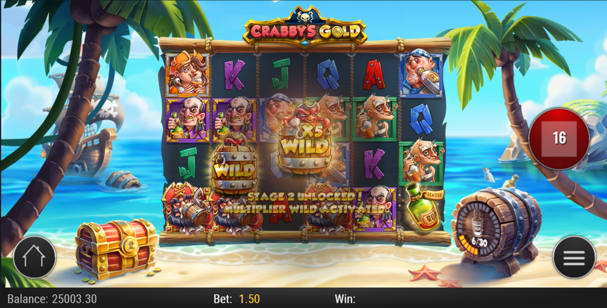 multiplier wild activated in Crabby's Gold by Play’n GO