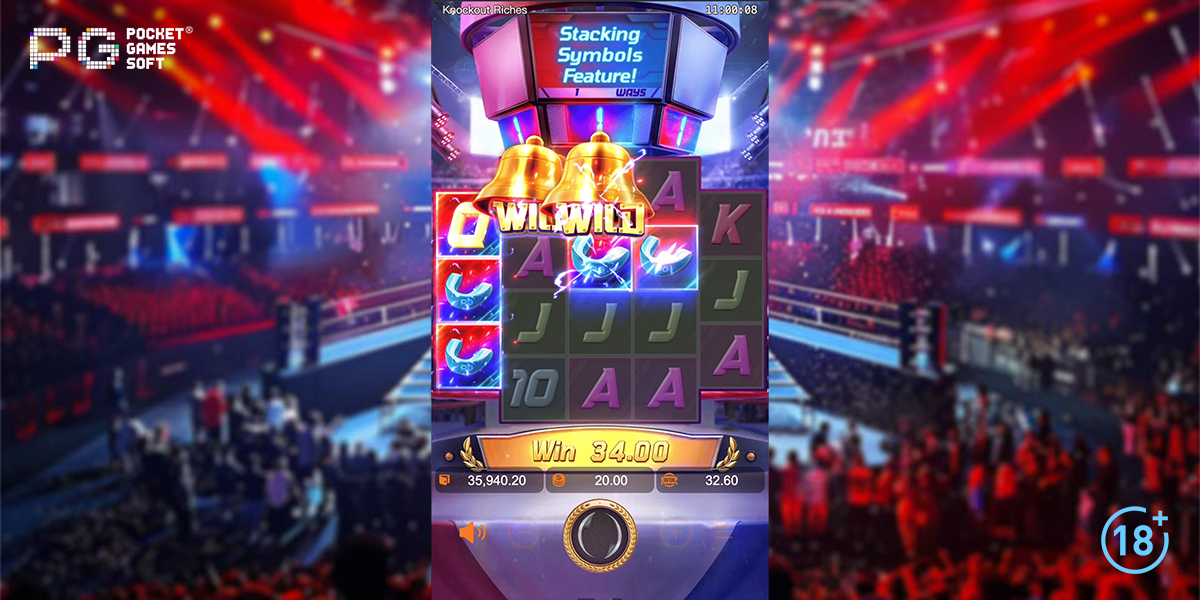 stacking symbol feature in Knockout Riches by PG Soft