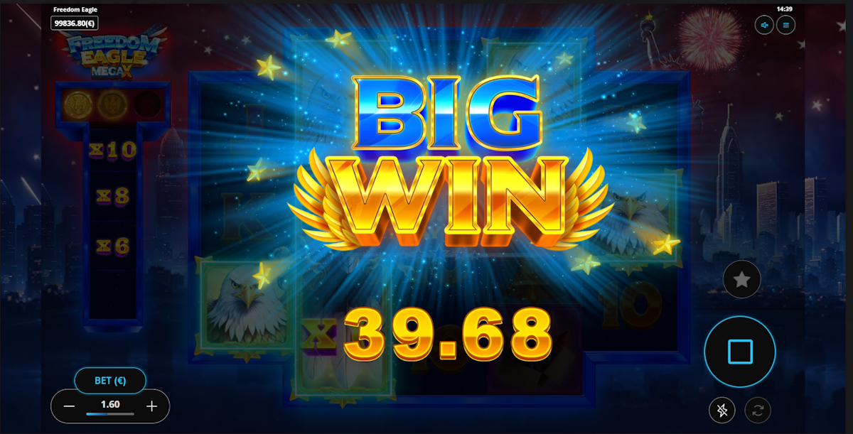 A big win in Freedom Eagle by Gaming Corps