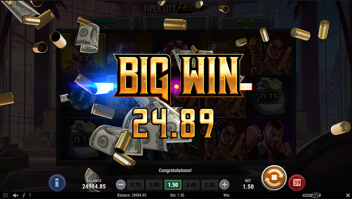 A big win in Viper City Heist by Play’n GO