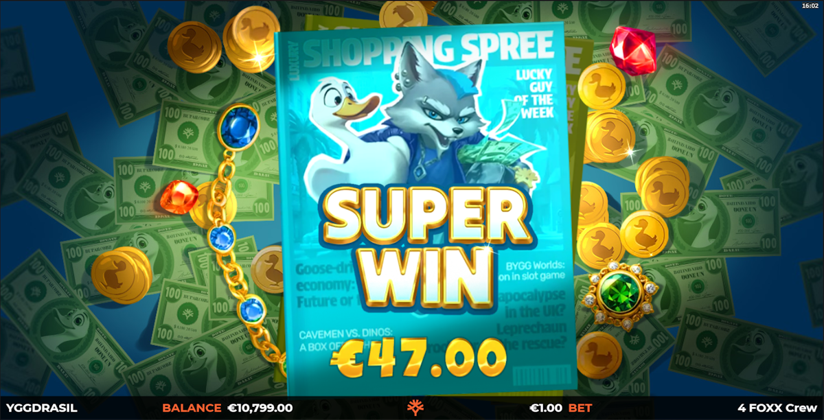 A super win in 4 FOXX Crew by Yggdrasil Gaming