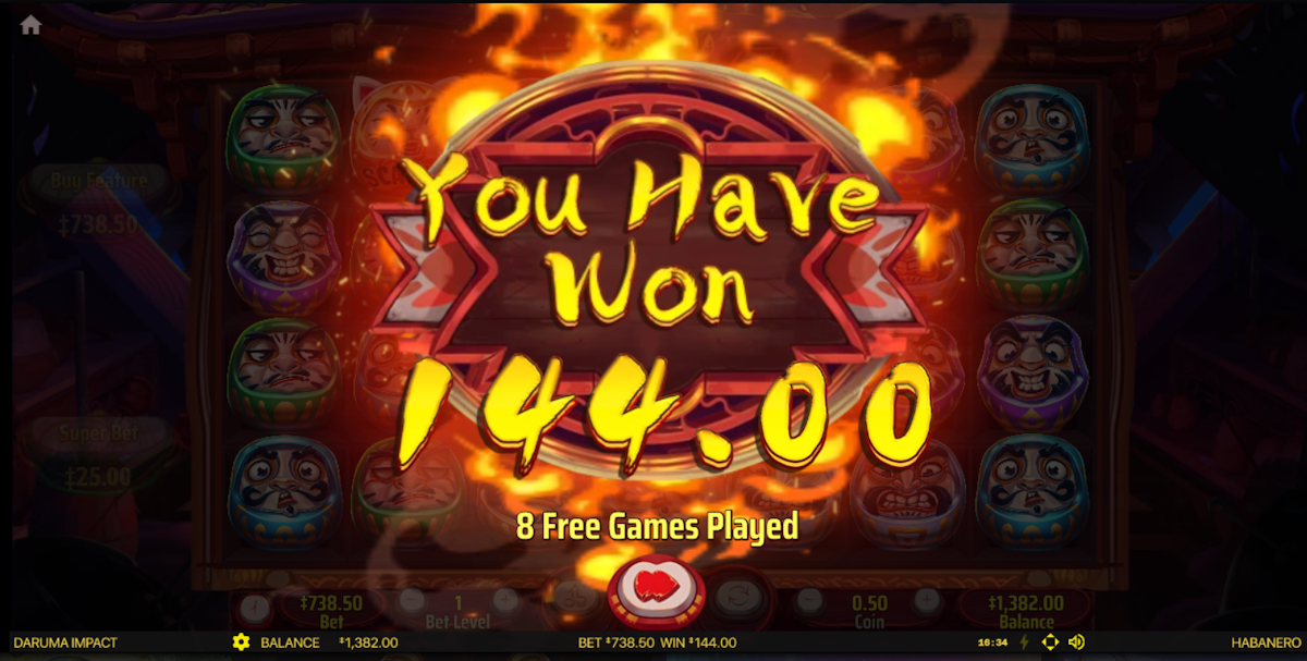 A win in Daruma Impact by Habanero