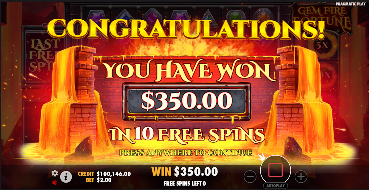 A win in Gem Fire Fortune by Pragmatic Play
