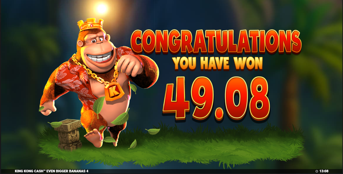 A win in King Kong Cash Even Bigger Bananas 4 by Bluepring Gaming