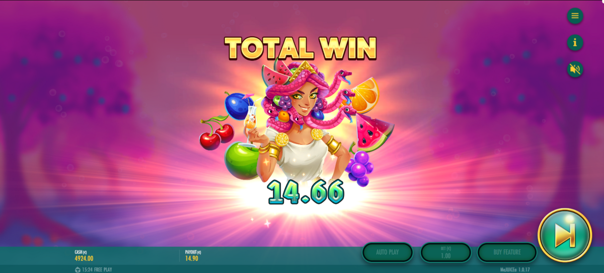 Total win in MeJUICEa by Thunderkick