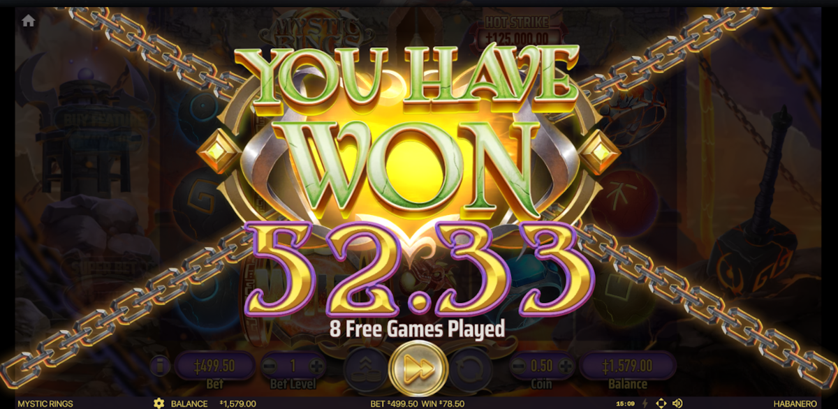 A win in Mystic Rings by Habanero